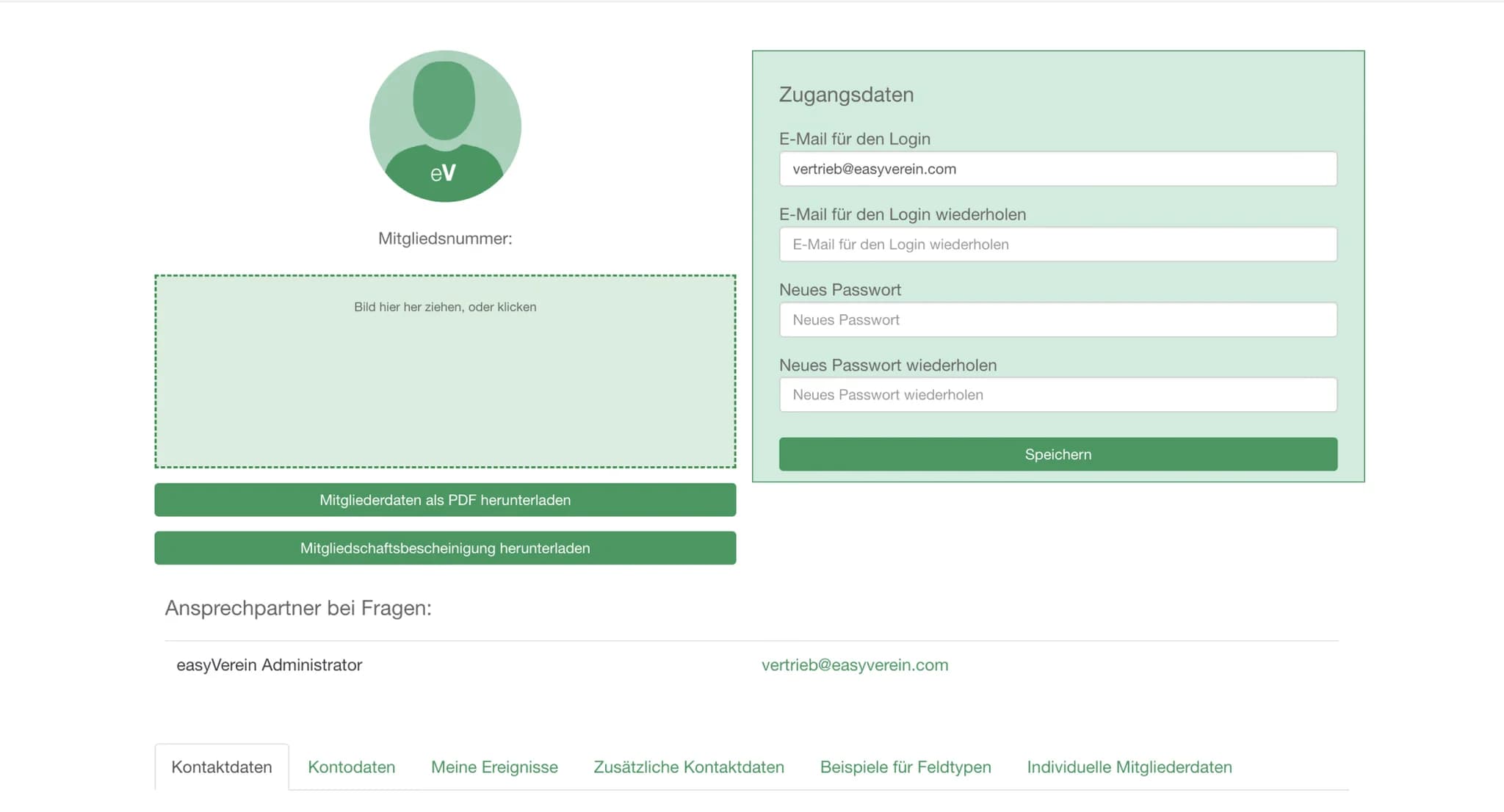 Mitgliederbereich von easyVerein